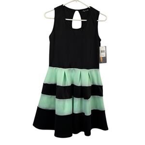 Vintage Y2K Ruby Rox Mini Dress Sleeveless Striped Skater Dress NEW Size 13